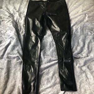 Leggings with leather front